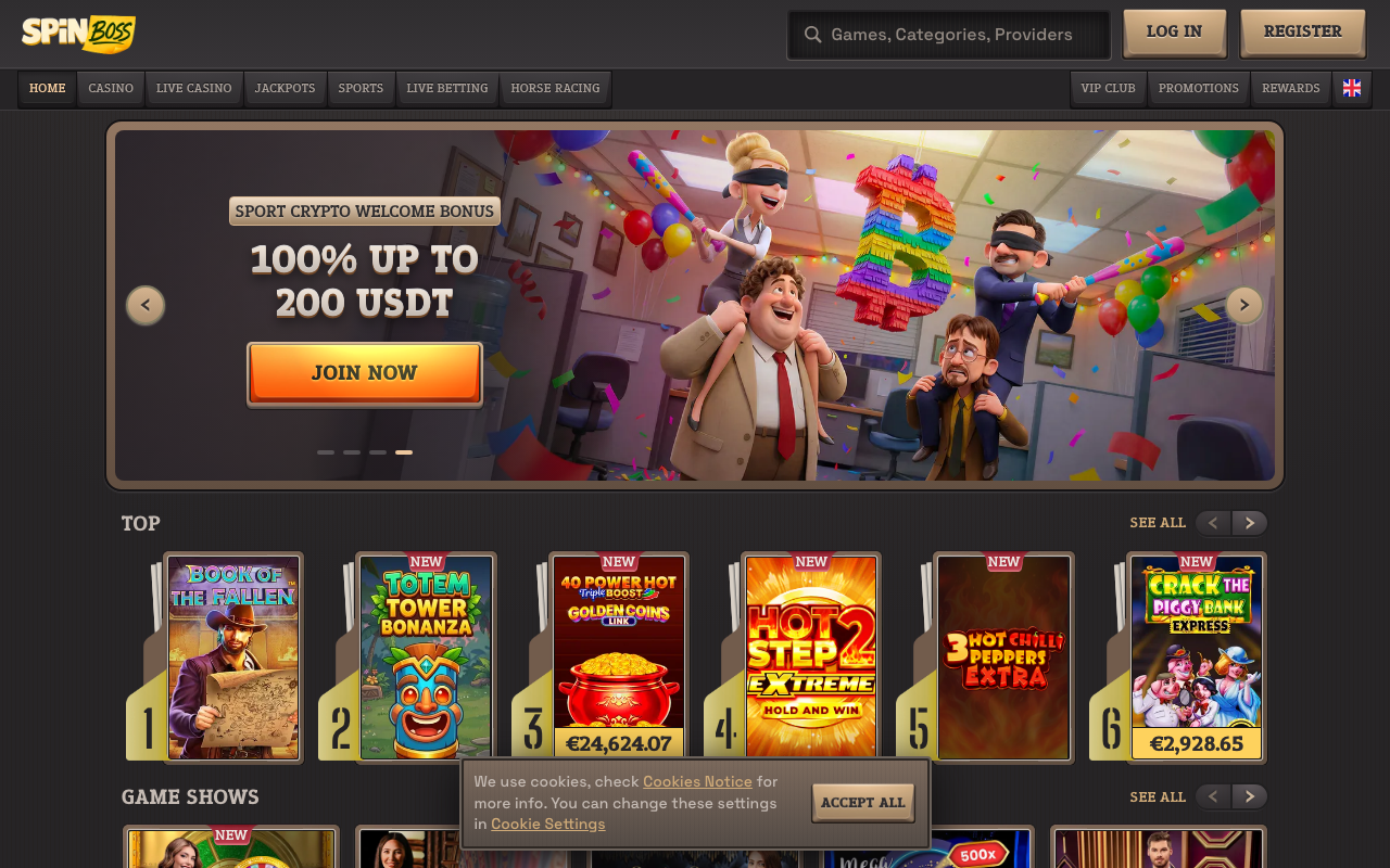 Spinboss Casino – nytt casino skjermbilde